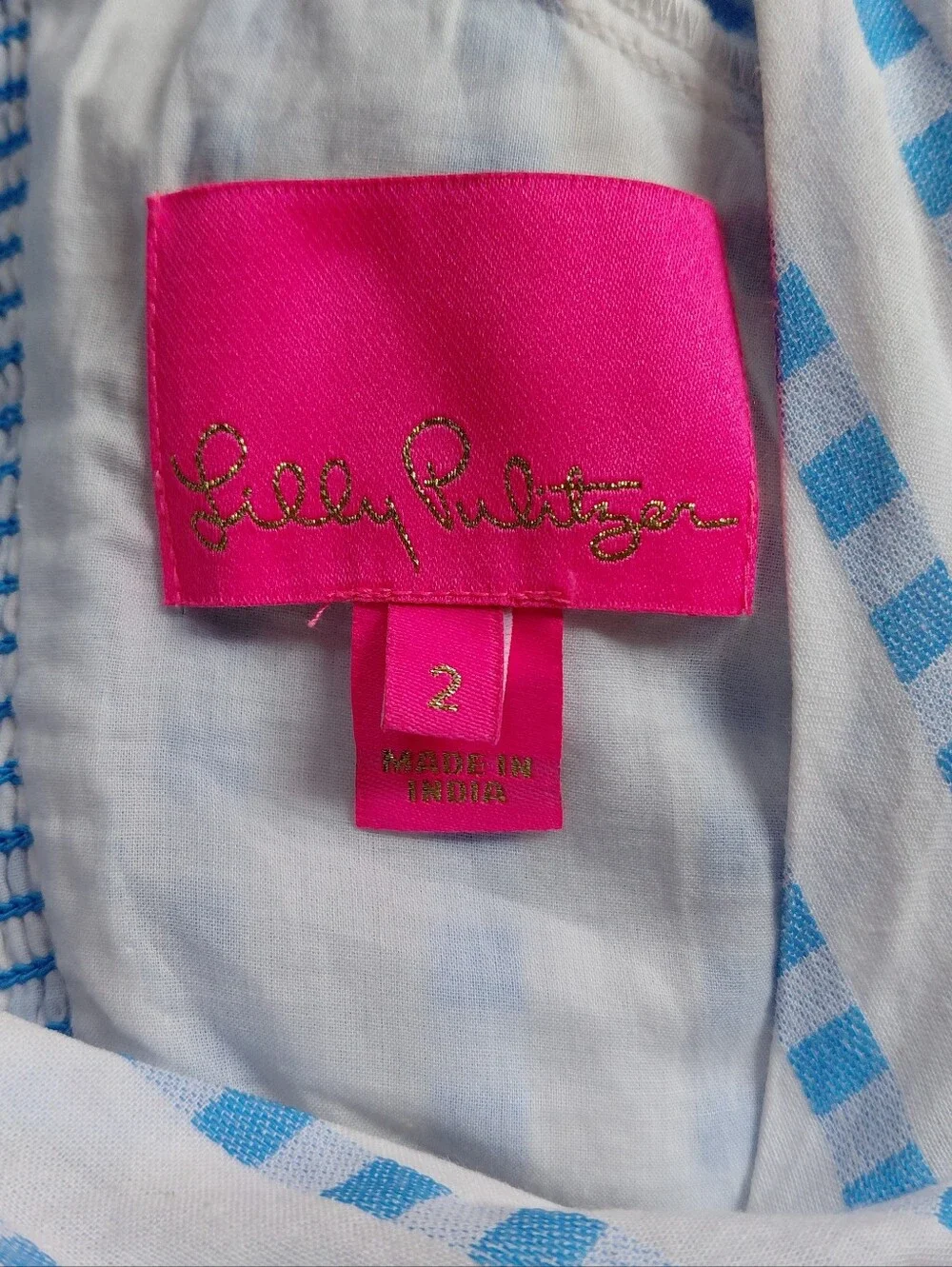 Lilly Pulitzer Sidney Midi Dress Gingham Stripe Jacquard Blue Flare - Picture 6 of 11